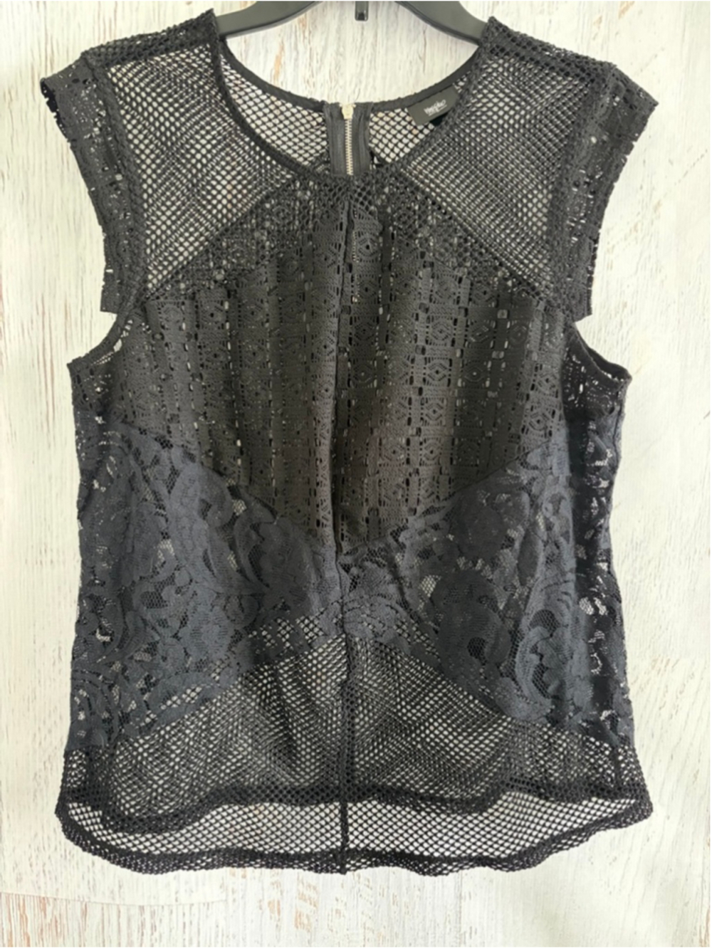 Women's Mossimo Black Lace Mesh Tank Top L